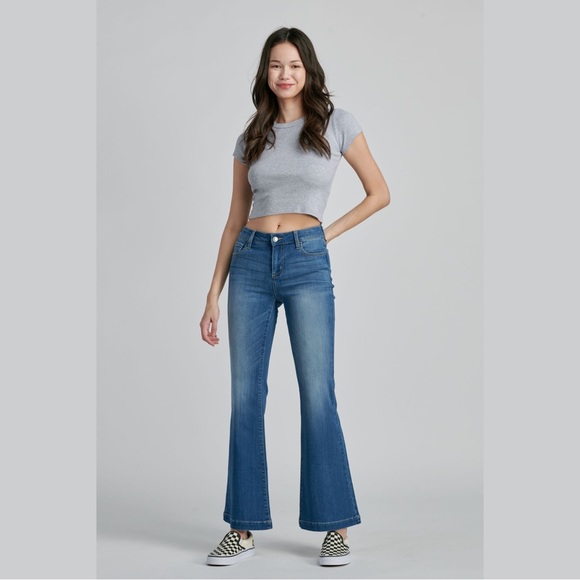 Cello Medium Pin Tuck Detail Stretchy Flare Jeans